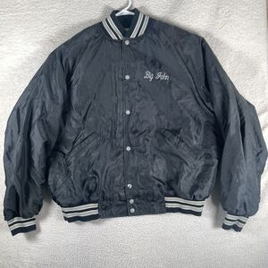 Vintage Butwin Varsity Jacket Mens 2XL XXL Black Bomber DC Express Trucking Co.